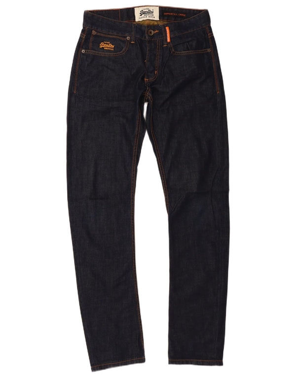 Superdry Mens Copperfill Loose Slim Jeans W28 L32 Azul Marinho Algodão