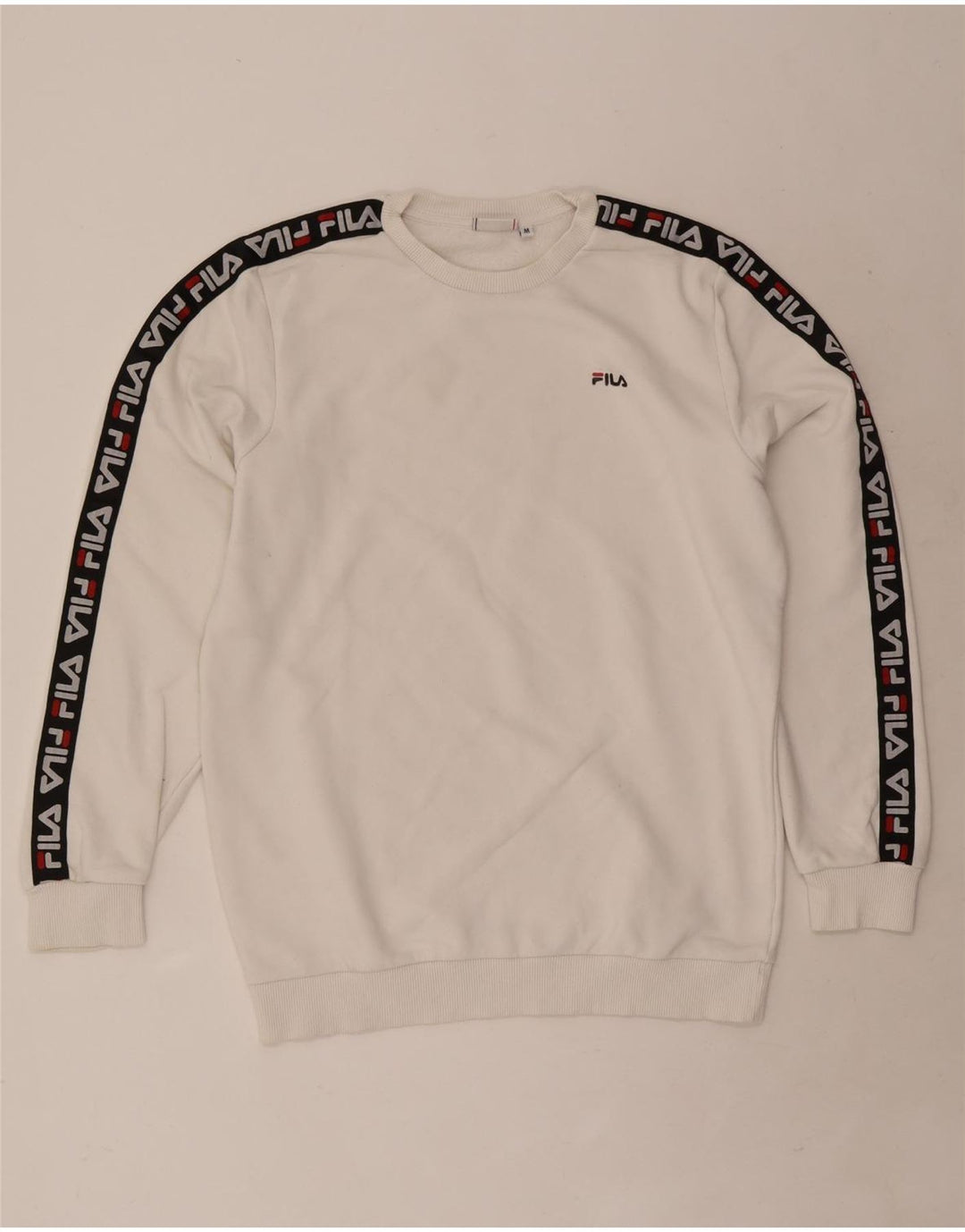 Fila moletom gráfico masculino jumper médio branco colorblock algodão