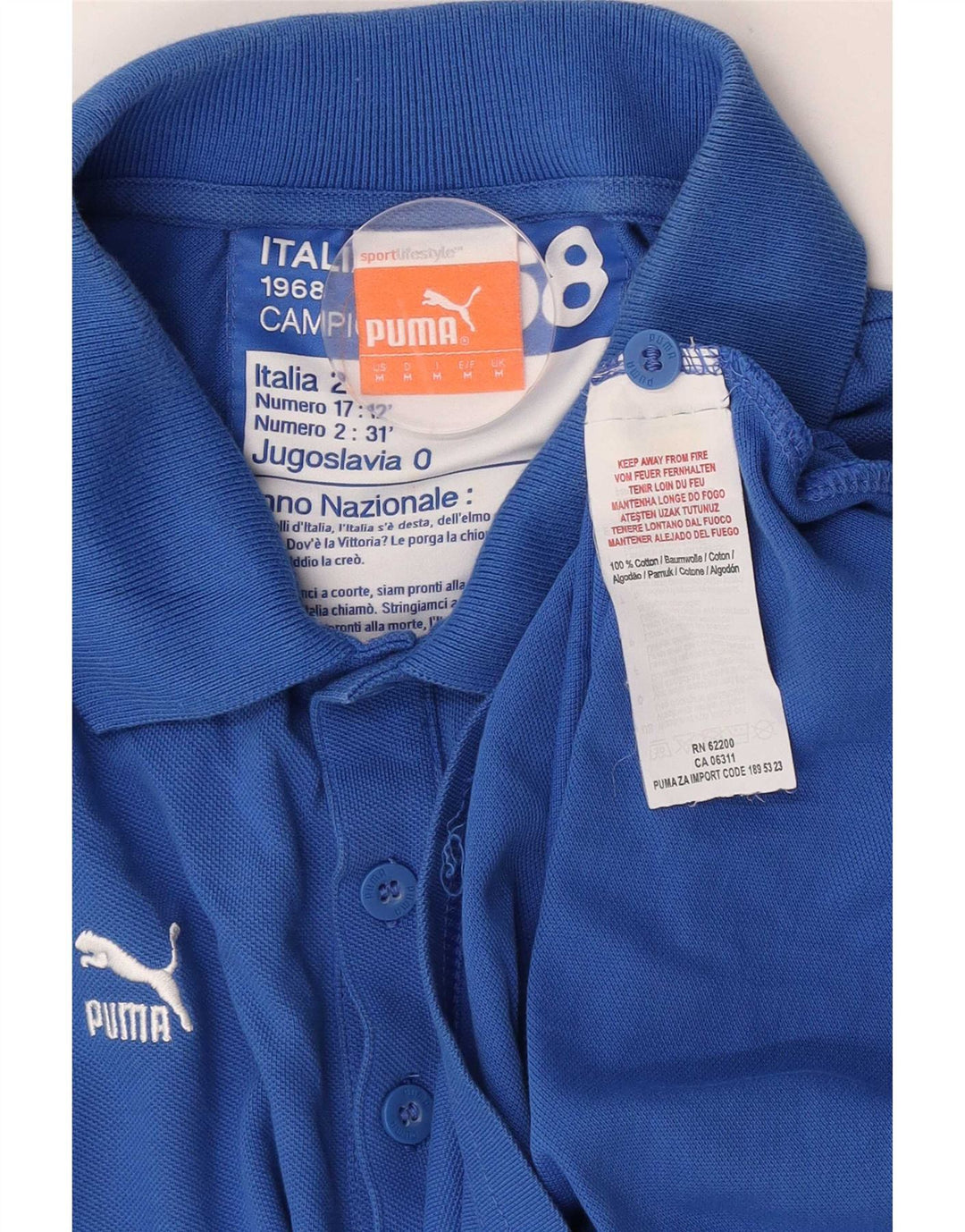 Camisa polo masculina Puma Graphic azul médio algodão