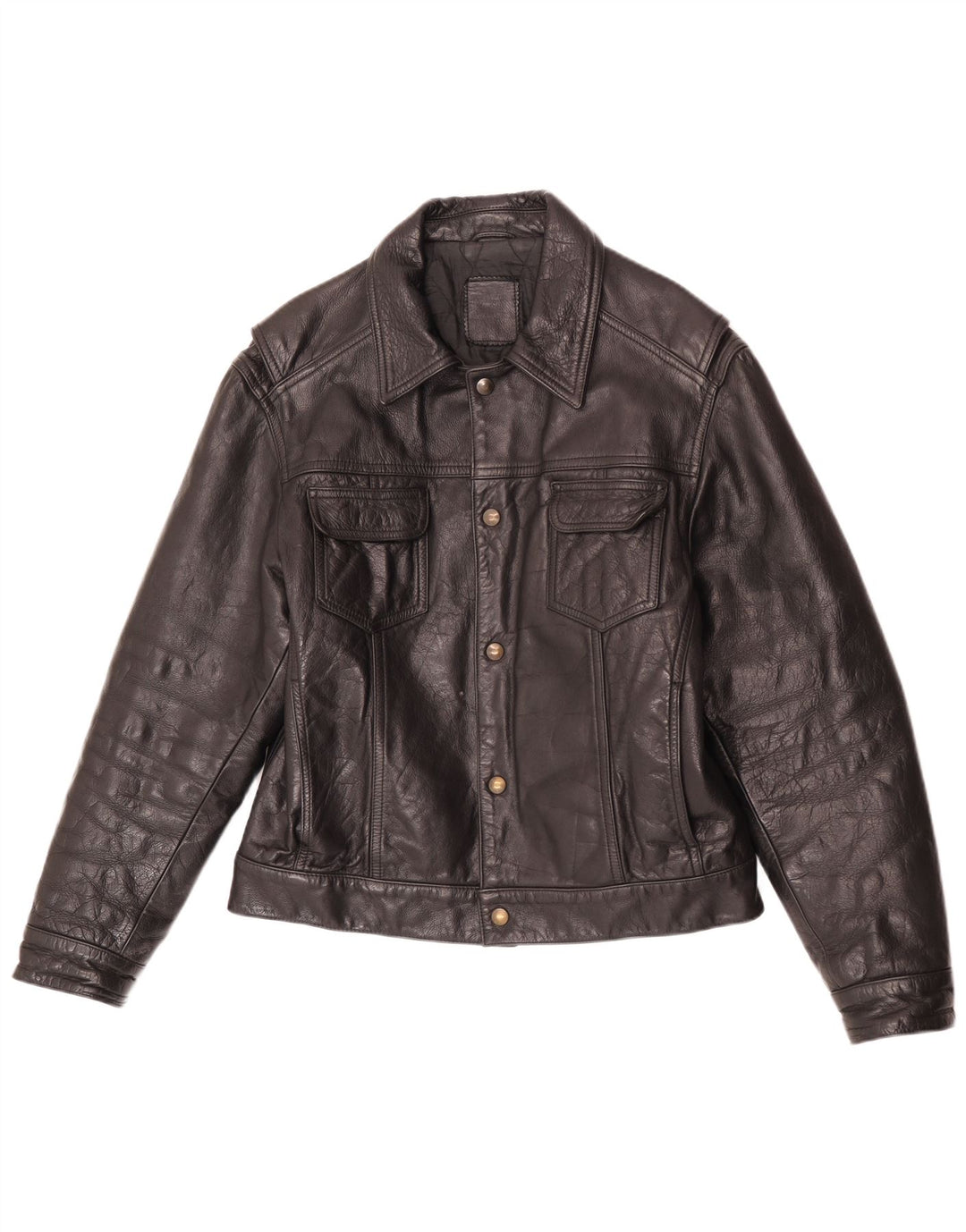 Jaqueta de couro masculina vintage UK 40 grande preta