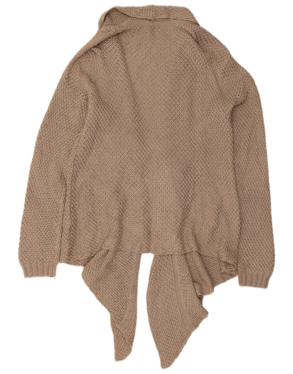 Massimo Dutti Womens Open Cardigan Sweater UK 16 Large Beige Cotton
