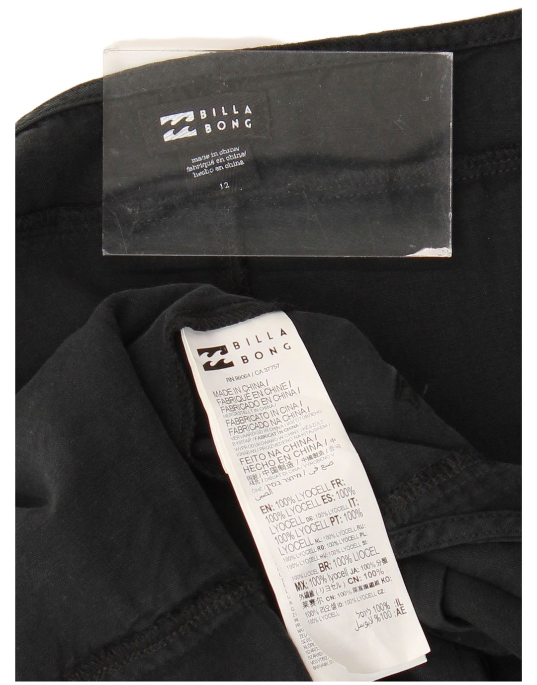 Shorts feminino BILLABONG UK 12 médio W38 preto Lyocell