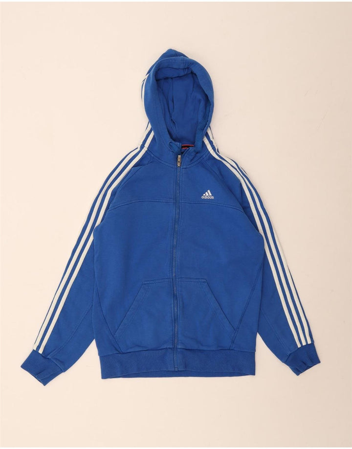 ADIDAS Mens Zip Hoodie Sweater Pequeno Azul Algodão