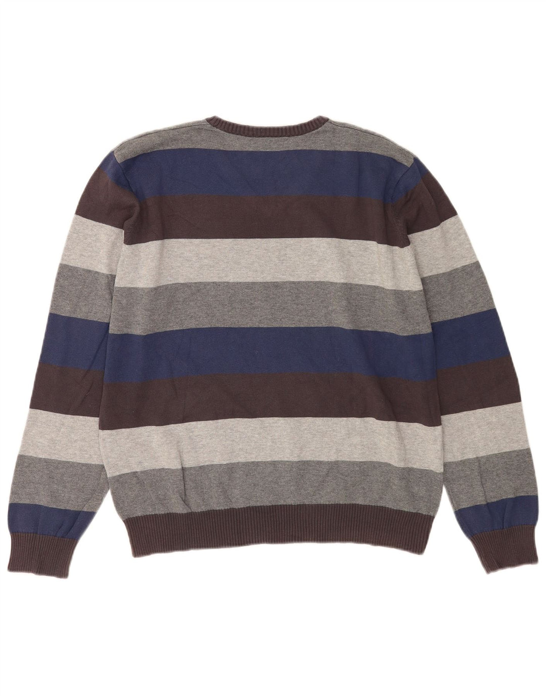 Suéter masculino Zara com decote em V, grande algodão listrado multicolorido