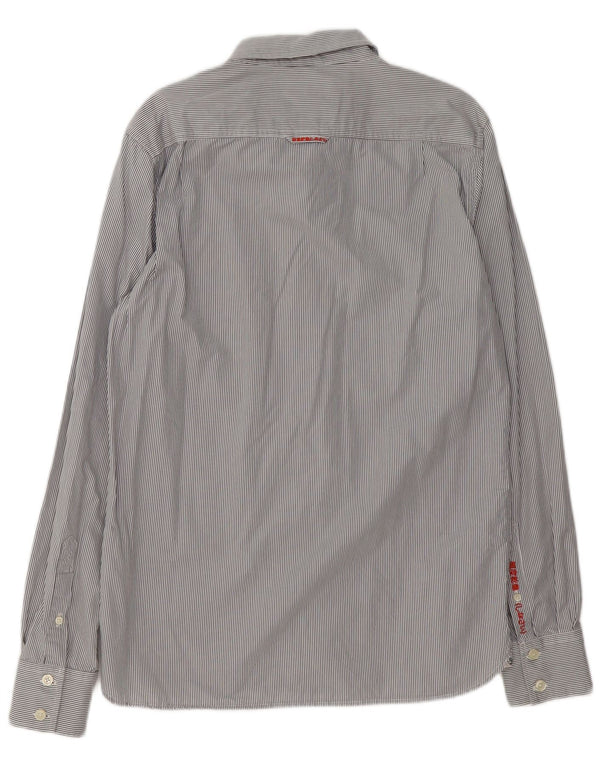 Camisa masculina Superdry XL listrada azul algodão
