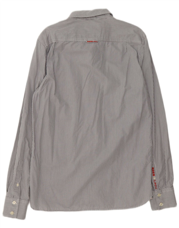 Camisa masculina Superdry XL listrada azul algodão