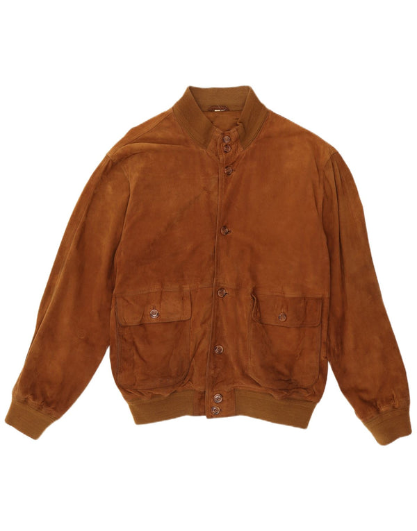 Jaqueta bomber masculina vintage de camurça IT 55 2XL couro marrom