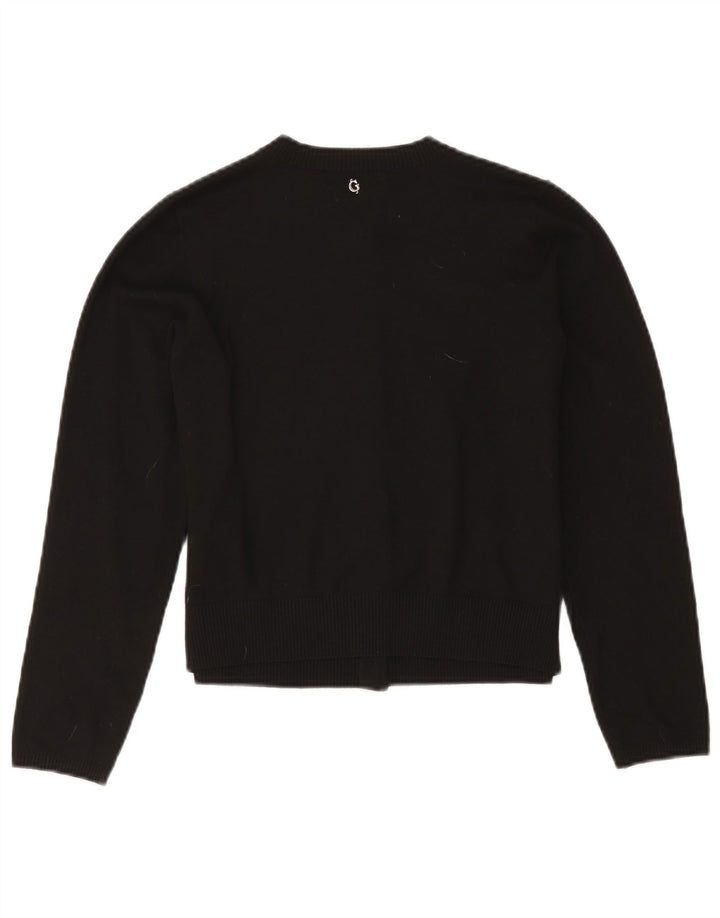 Suéter feminino Guess Crop Cardigan UK 12 poliéster preto médio