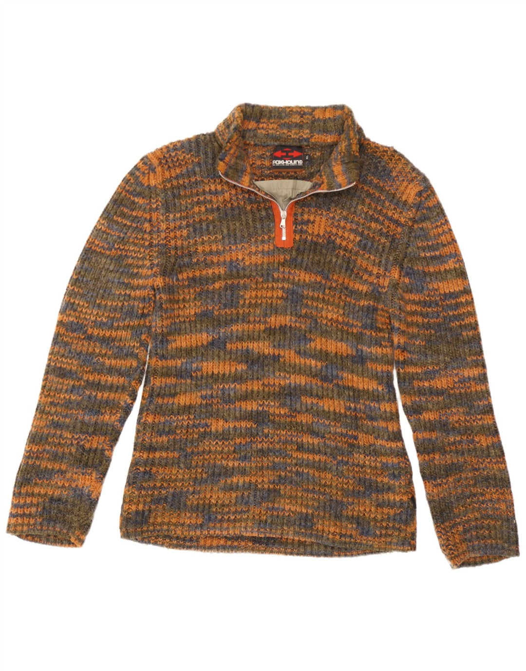 Suéter masculino Foxhound com zíper e gola XL em acrílico manchado multicolorido