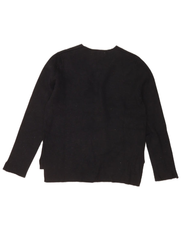 Suéter feminino Zara com decote em V Reino Unido 10 pequeno preto viscose