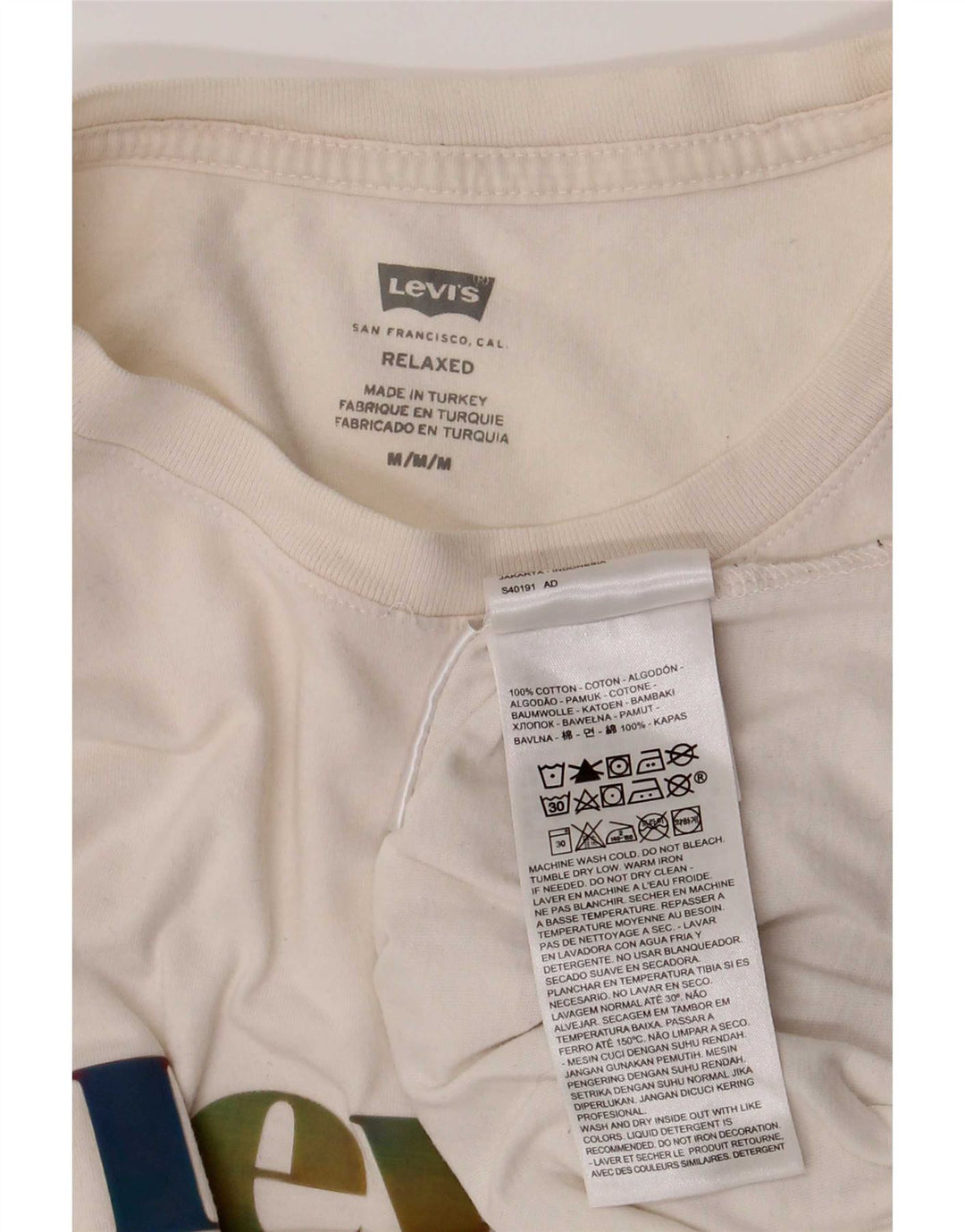 Camiseta feminina Levi's com estampa relaxada e algodão branco médio Reino Unido