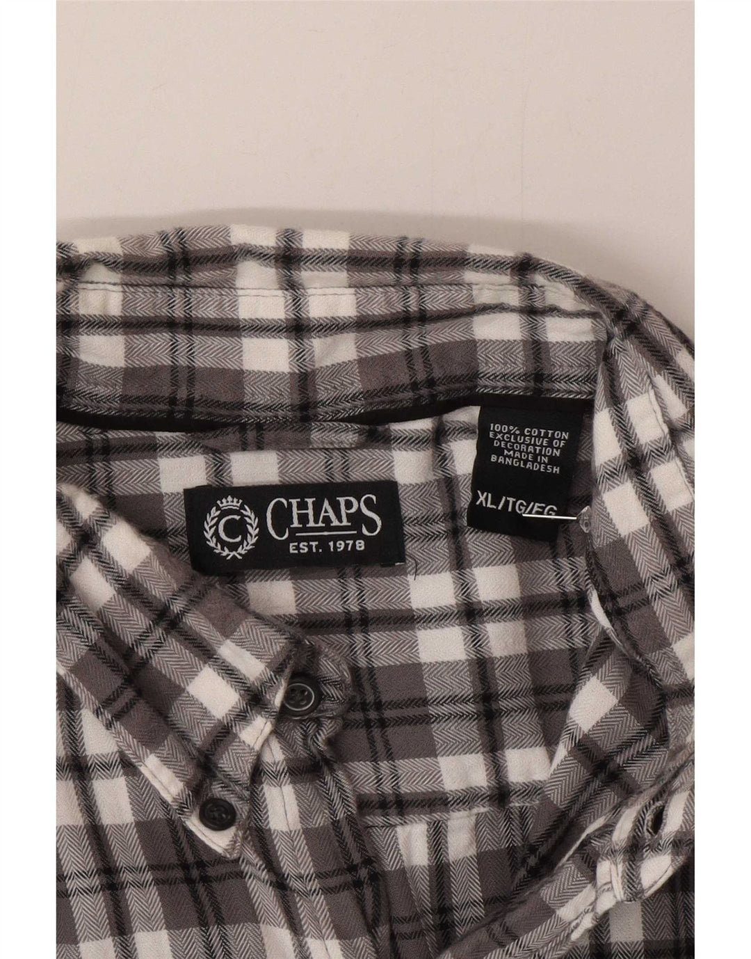 Camisa masculina de flanela Chaps XL cinza xadrez algodão