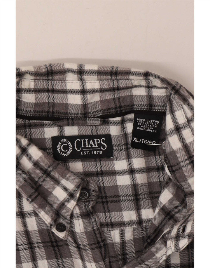 Camisa masculina de flanela Chaps XL cinza xadrez algodão