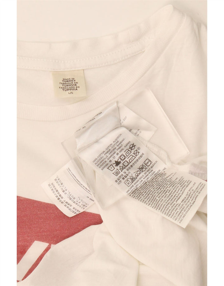 Camiseta feminina gráfica LEVI'S UK 16 grande algodão branco