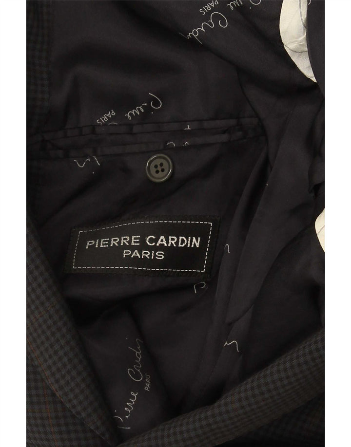 Jaqueta blazer masculina Pierre Cardin com 2 botões Reino Unido 38 xadrez cinza médio