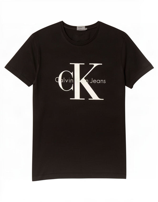 Calvin Klein Jeans Camiseta masculina gráfica Top médio algodão preto