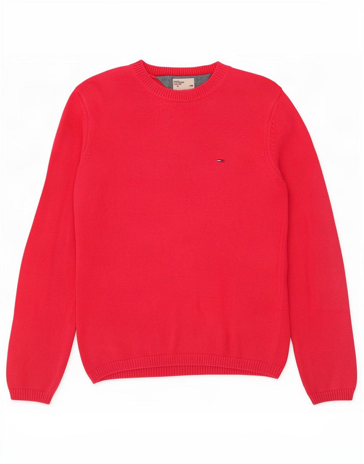Suéter masculino Tommy Hilfiger com gola redonda, algodão vermelho médio