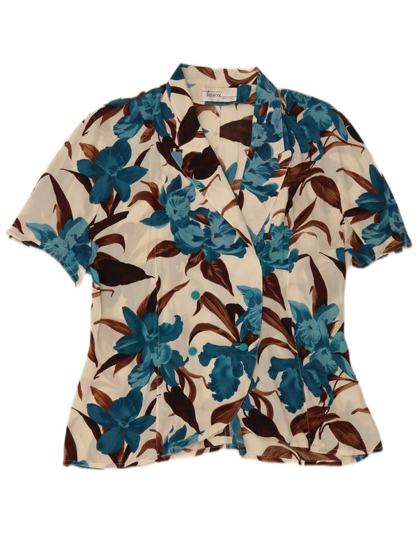 Blusa feminina vintage transparente IT 48 XL floral multicolorida