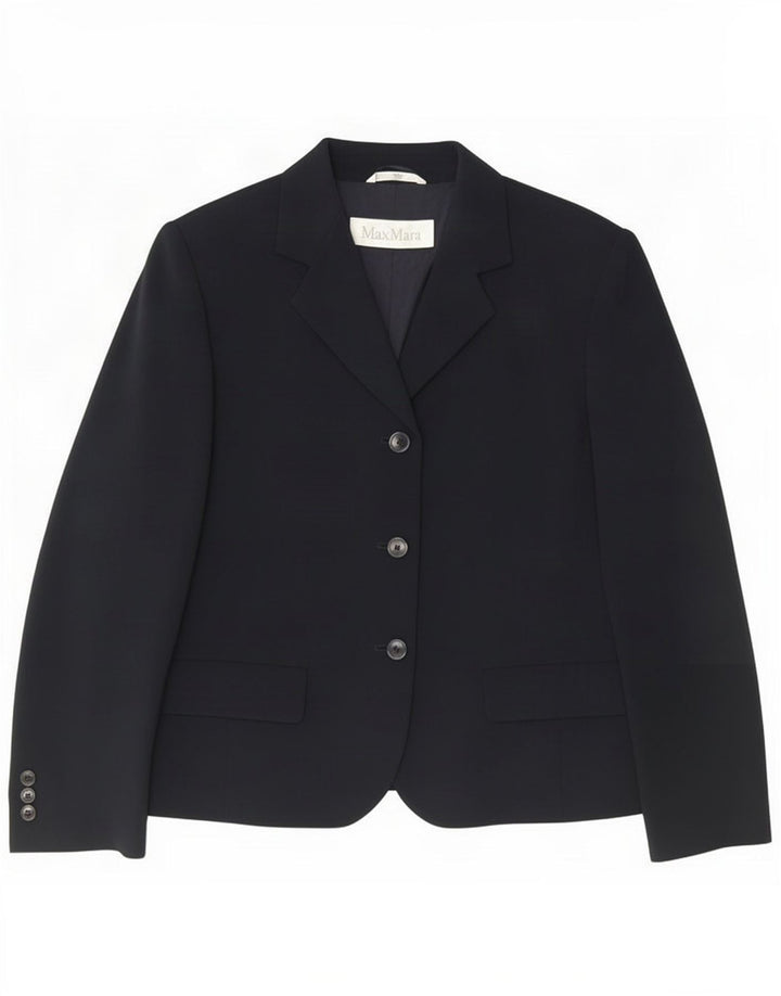 Jaqueta blazer feminina de 3 botões Max Mara IT 44 Rayon azul marinho médio