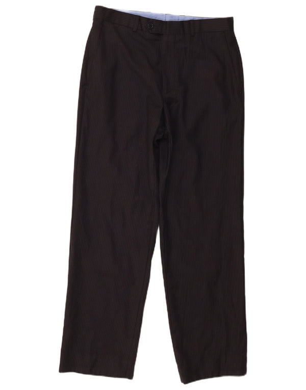 Calça masculina de terno reto Marks & Spencer W30 L29 listrada azul marinho