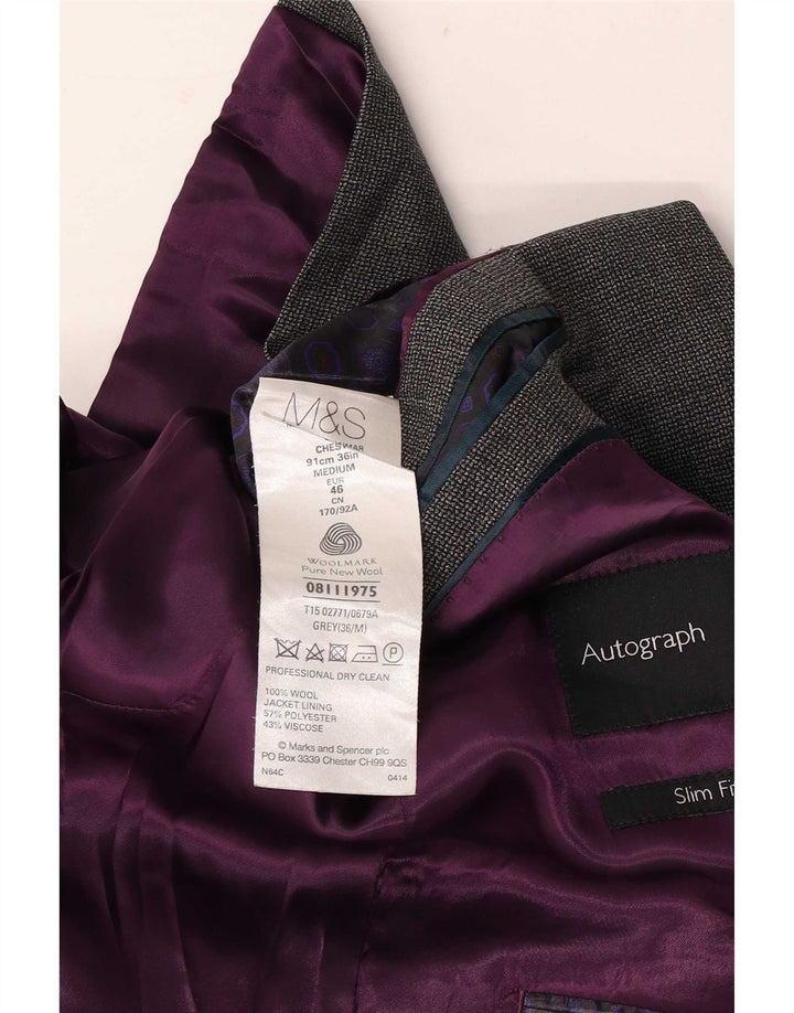 Jaqueta Blazer Marks & Spencer Masculina Autograph 2 Botões EU 36 Pequena Cinza