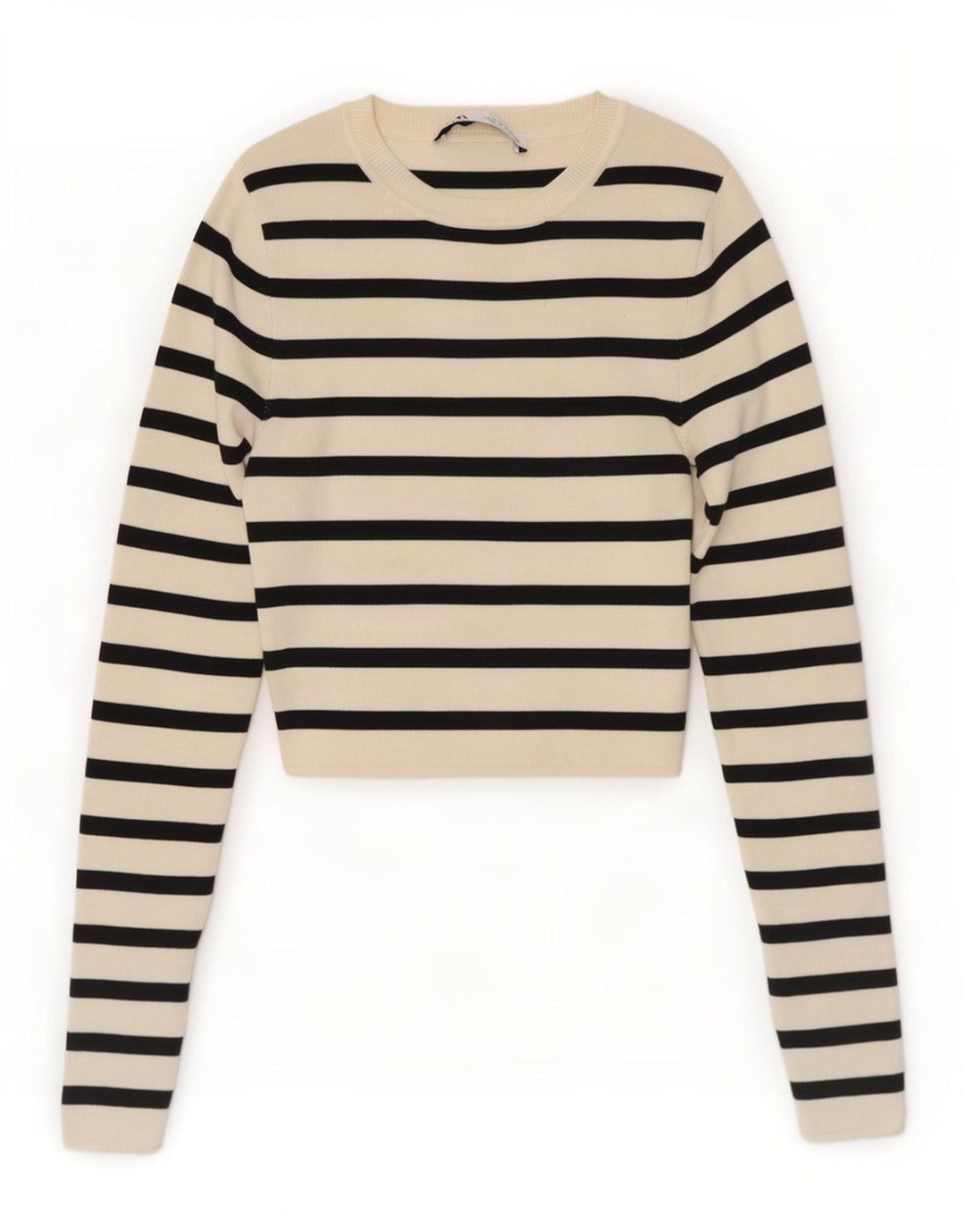 Blusa cropped feminina Zara UK 8 pequena viscose listrada branca