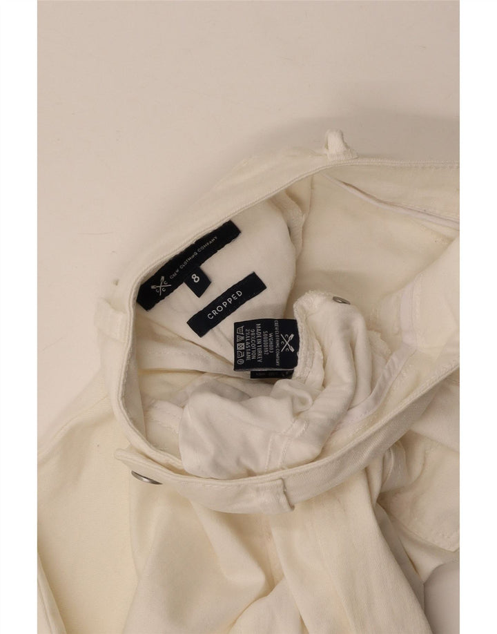 CREW CLOTHING Calça jeans feminina cintura baixa cortada Reino Unido 8 pequeno W26 L23 branco