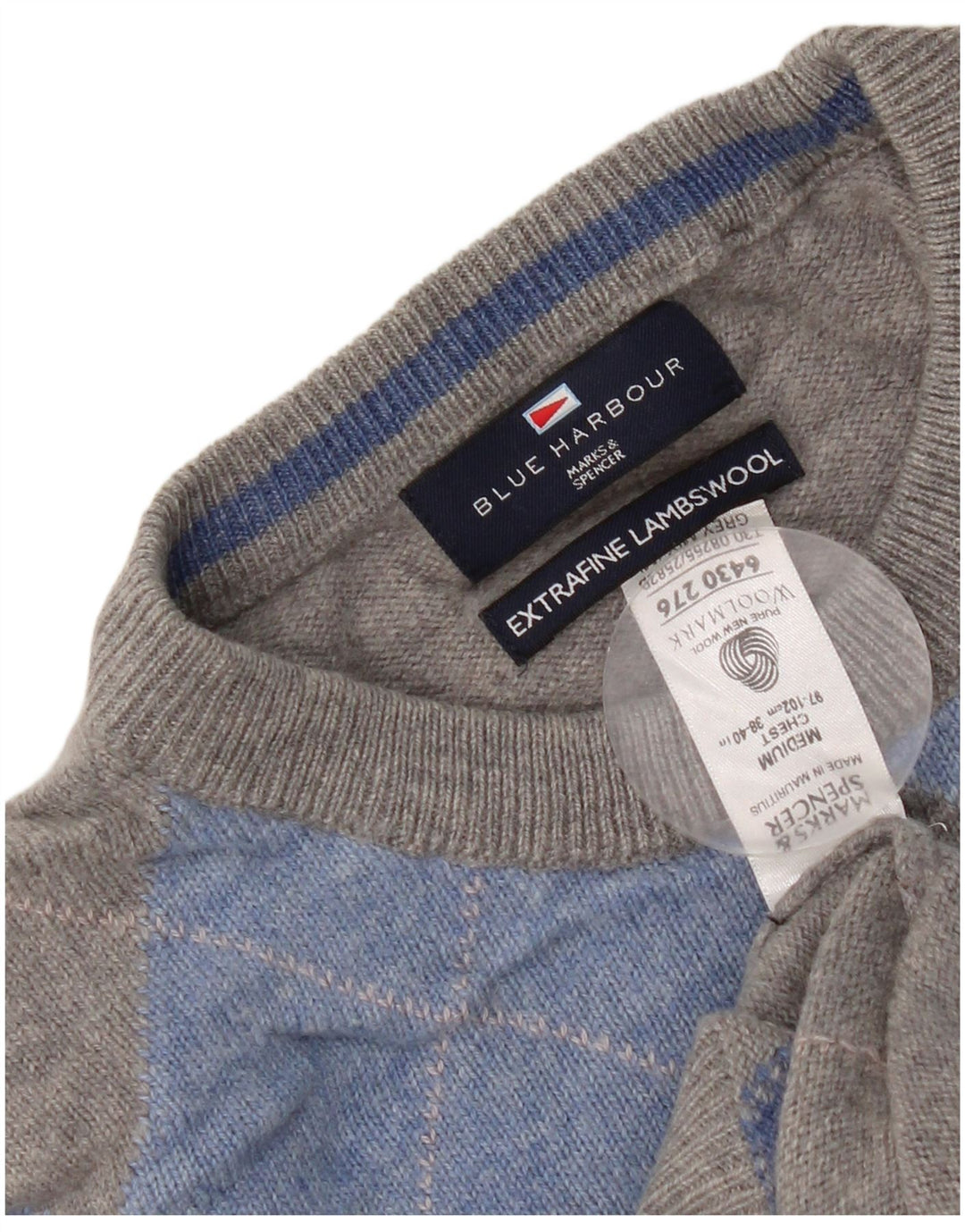 Suéter masculino Marks & Spencer com gola redonda Reino Unido 38/40 cinza médio
