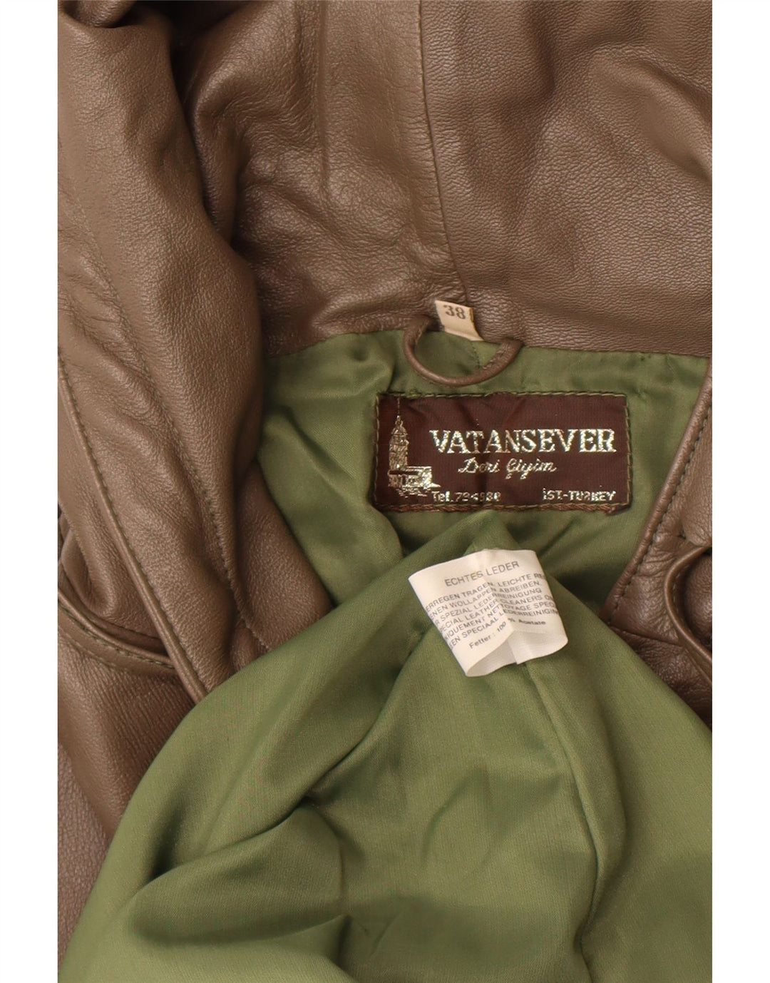 Casaco de couro com capuz feminino vintage UE 38 couro marrom médio