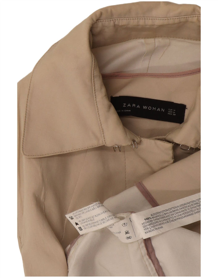 Zara Womens Trench Coat UK 12 Algodão Bege Médio