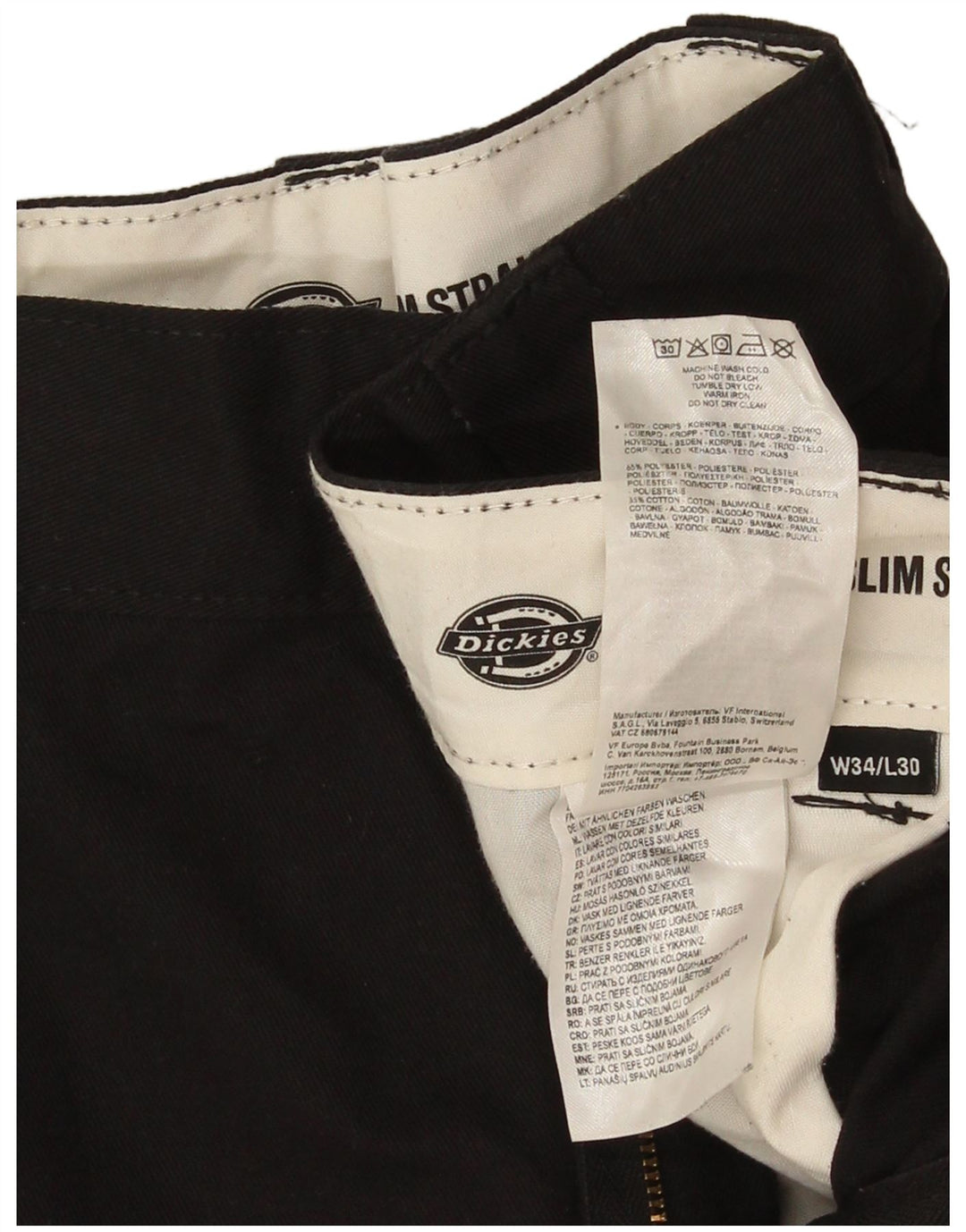 Calças Chino Masculinas Dickies Slim Straight W34 L30 Poliéster Preto