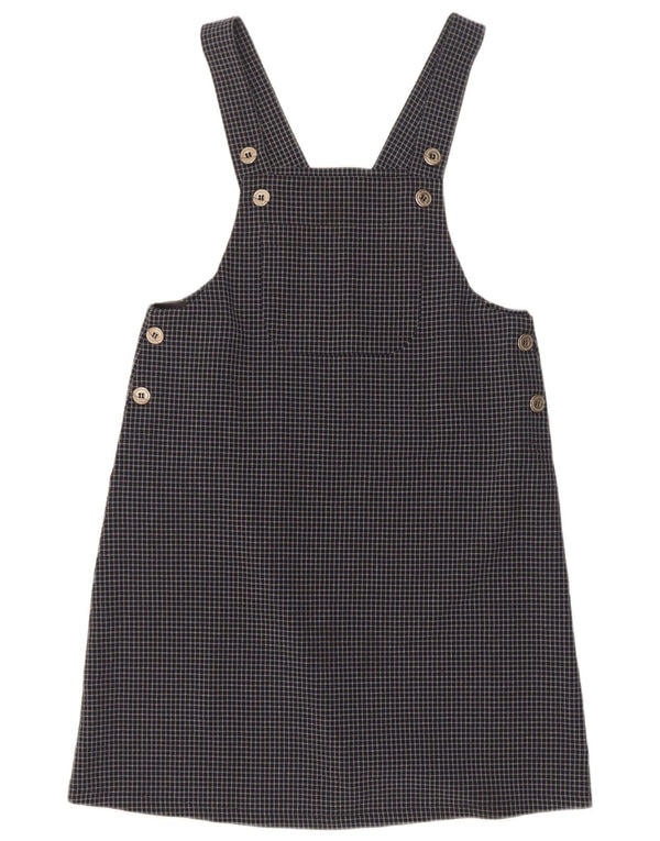 Vestido Dungaree Feminino Vintage UK 12 Médio Azul Marinho Xadrez