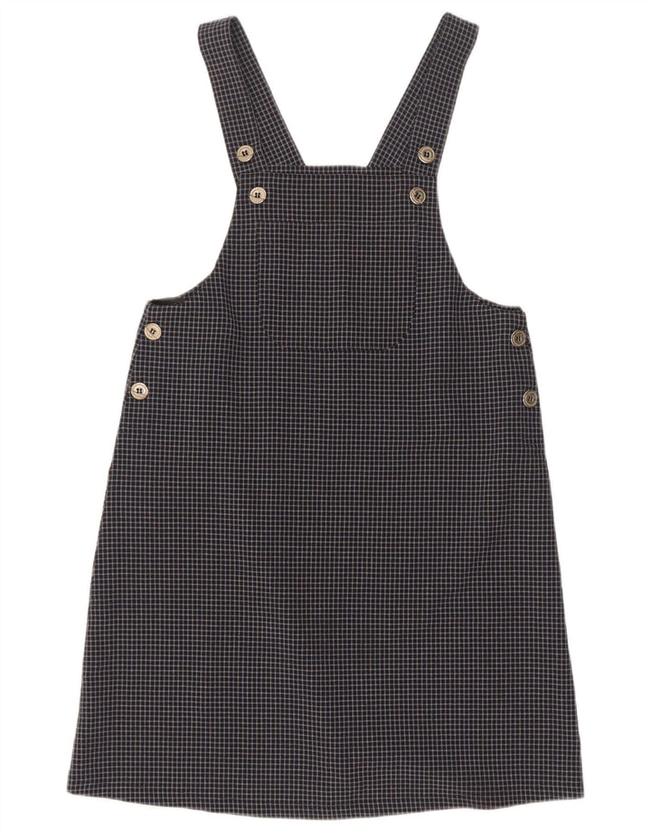 Vestido Dungaree Feminino Vintage UK 12 Médio Azul Marinho Xadrez