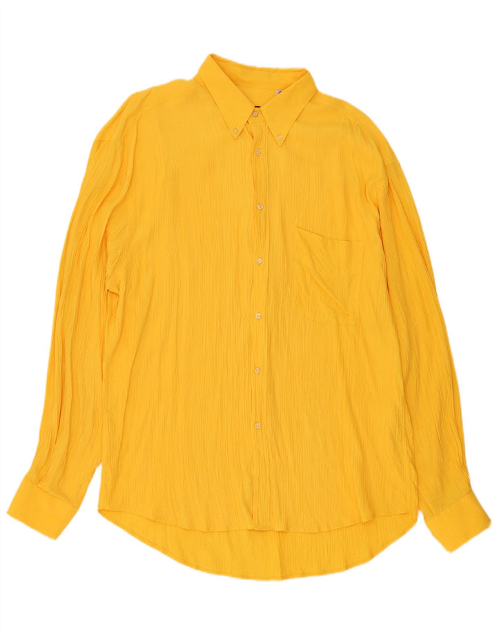 Camisa masculina vintage tamanho 17 43 XL viscose amarela