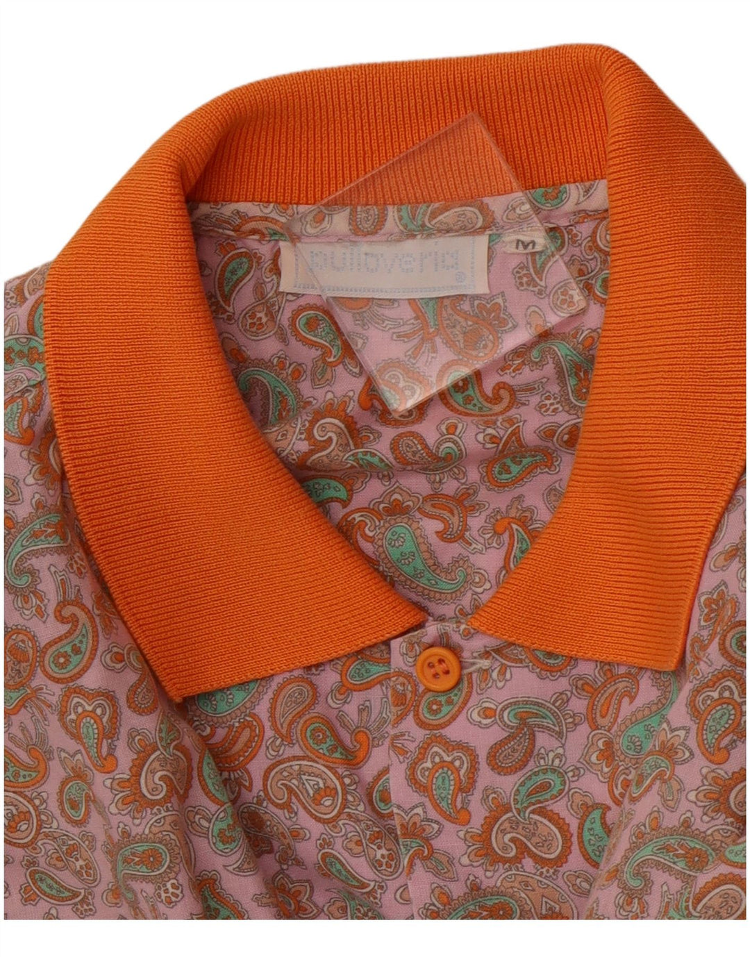 Camisa masculina de manga curta PULLOVERIA médio rosa Paisley retrô