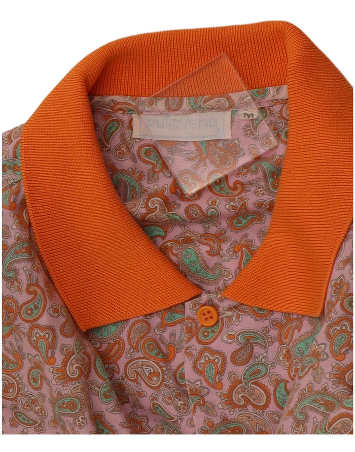 Camisa masculina de manga curta PULLOVERIA médio rosa Paisley retrô