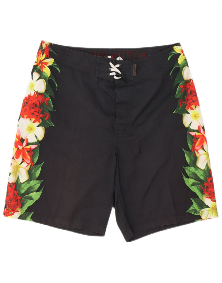 Shorts de natação masculino SUNDEK poliéster floral cinza médio