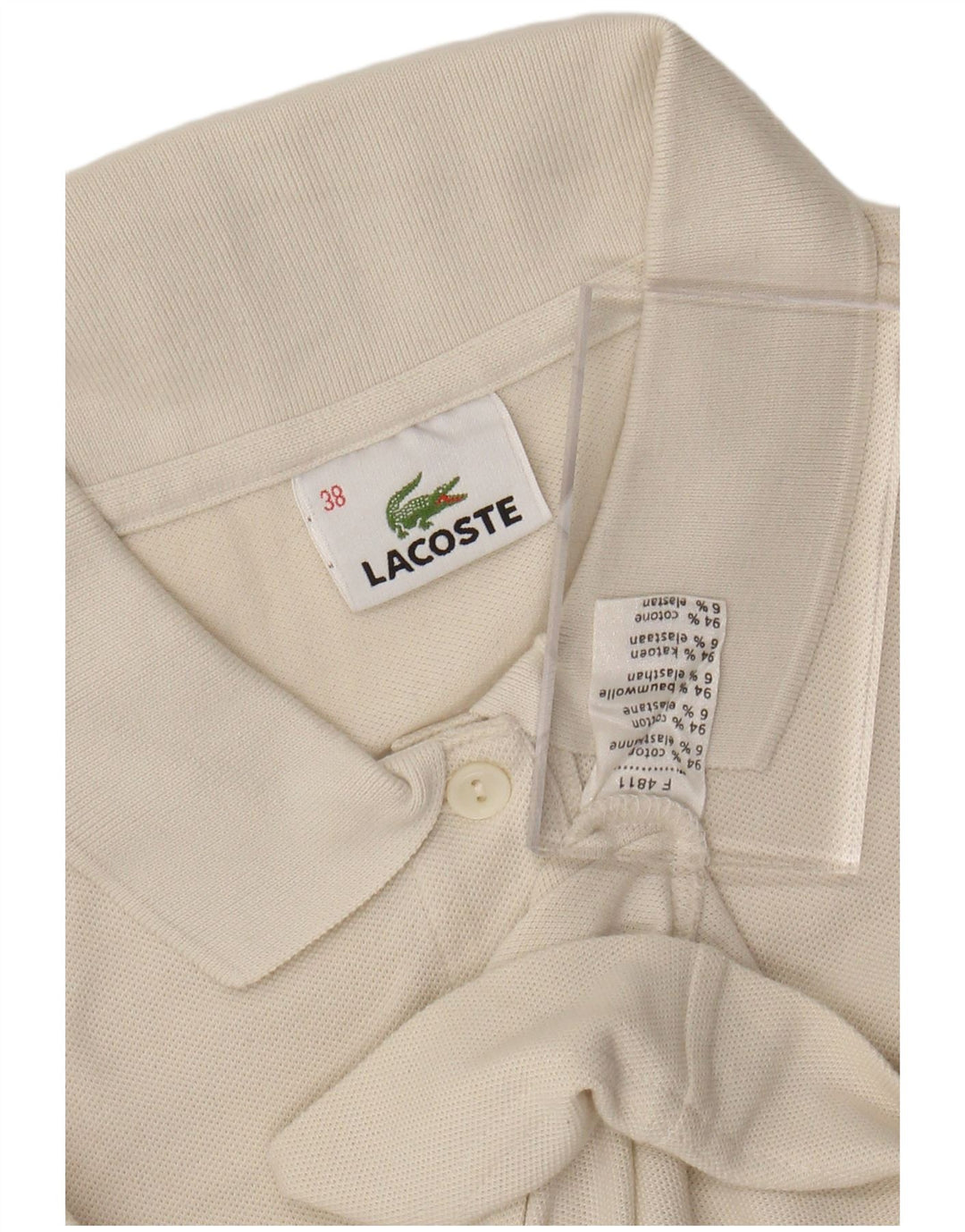 Camisa polo feminina LACOSTE tamanho 38 algodão branco médio