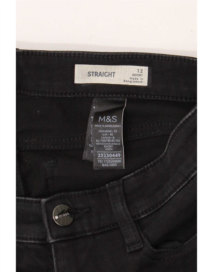 Jeans Marks & Spencer curto reto feminino UK 12 médio W28 L29 preto