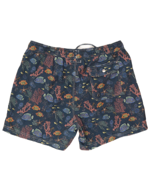 Shorts de banho masculino John Lewis com padrão abstrato grande poliéster azul marinho