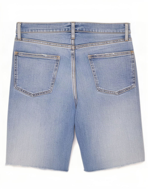 Zara Shorts jeans feminino desgastado UE 36 XS W26 azul algodão