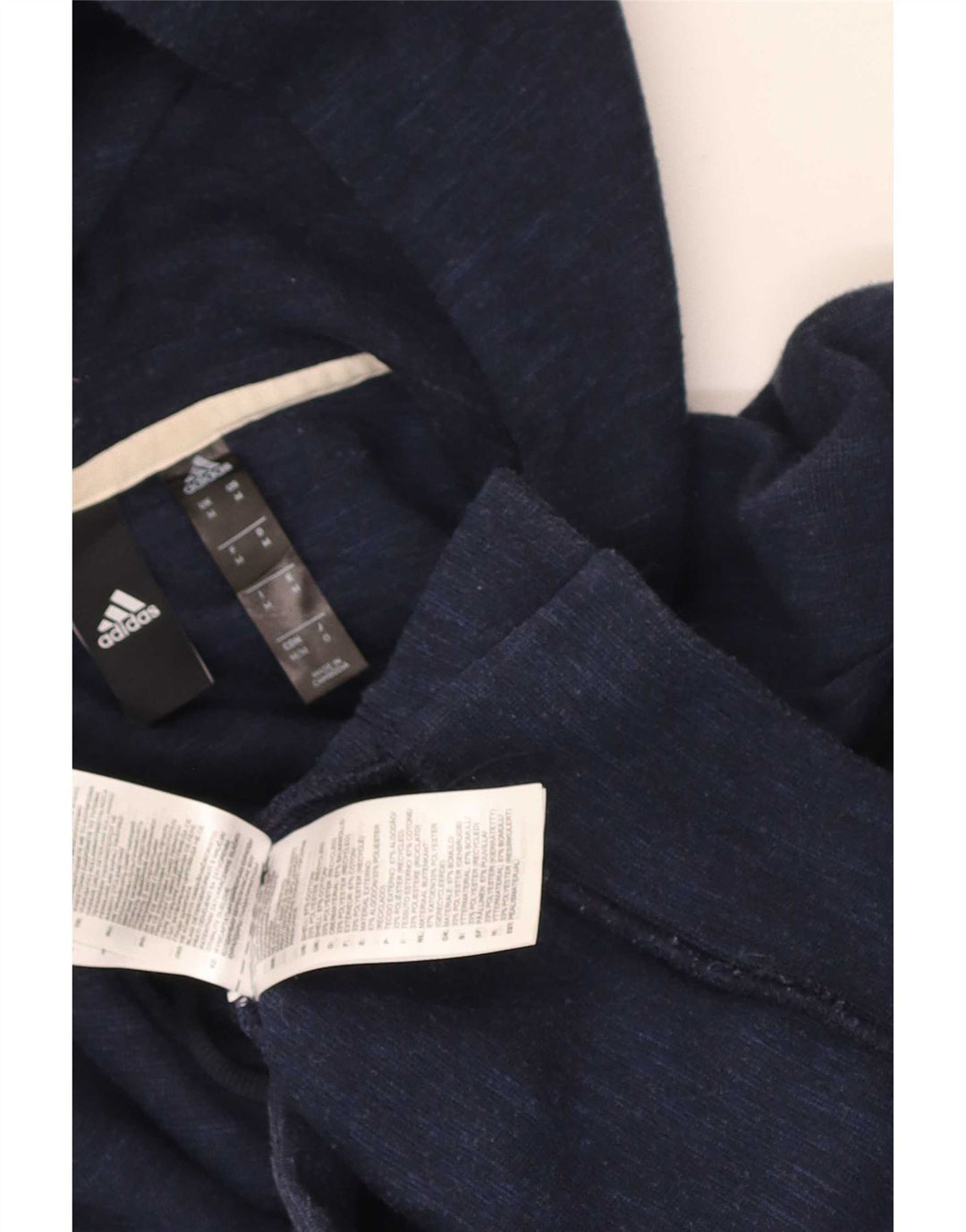 Adidas masculino zip moletom com capuz médio algodão azul marinho