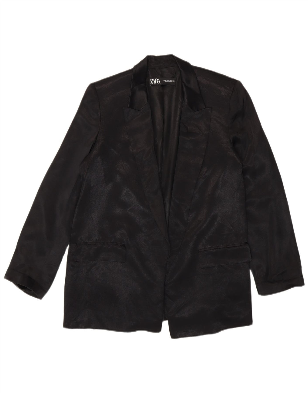 Jaqueta Zara Womens Open Blazer UK 14 Médio Preto Viscose