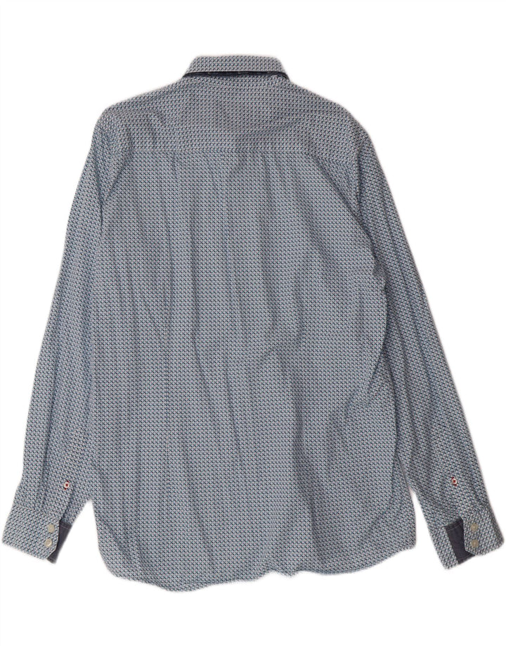 Camisa masculina JOE BROWNS grande algodão geométrico azul