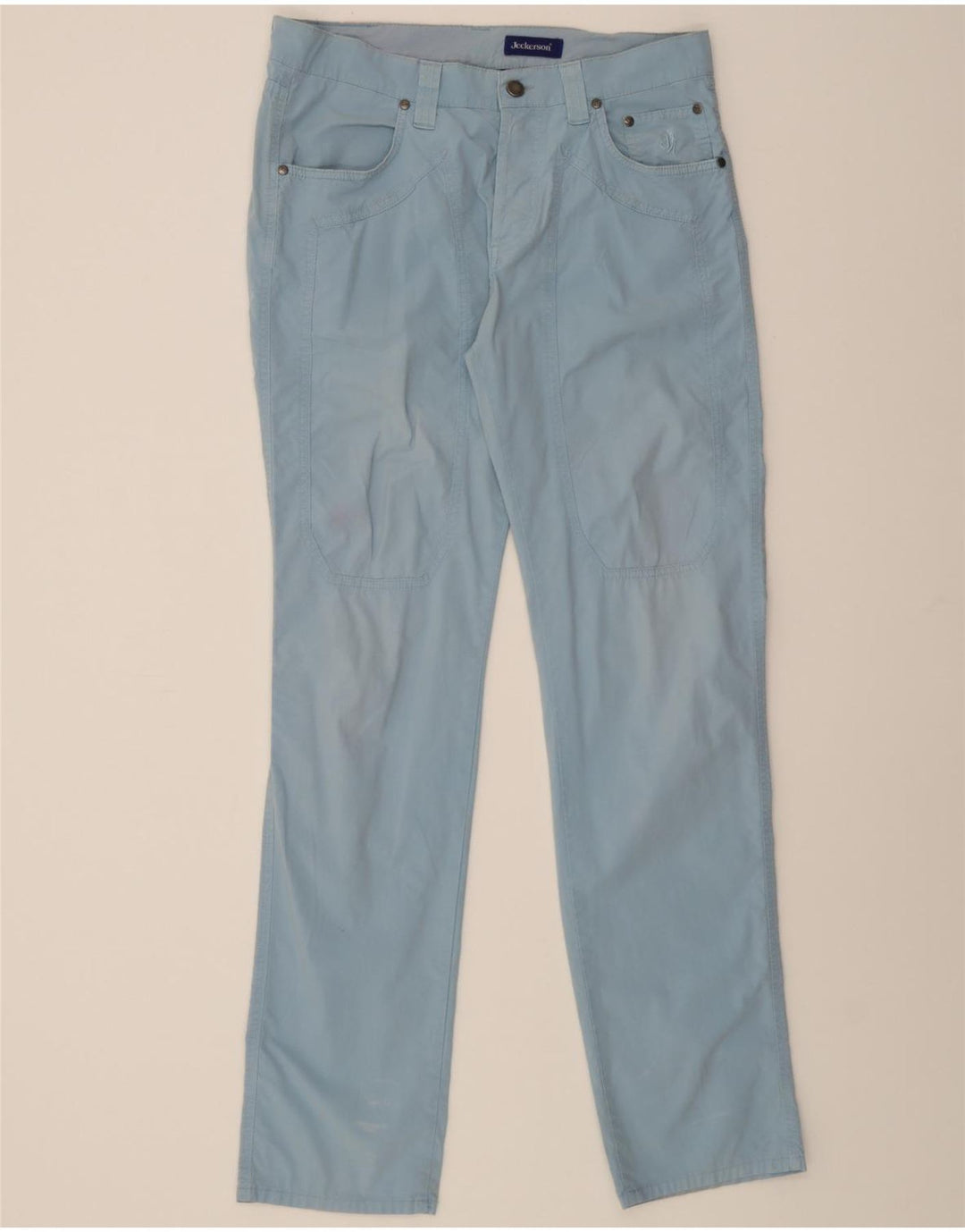 JECKERSON Womens Slim Casual Trousers W34 L34 Blue Cotton Vintage Jeckerson and Second-Hand Jeckerson from Messina Hembry 