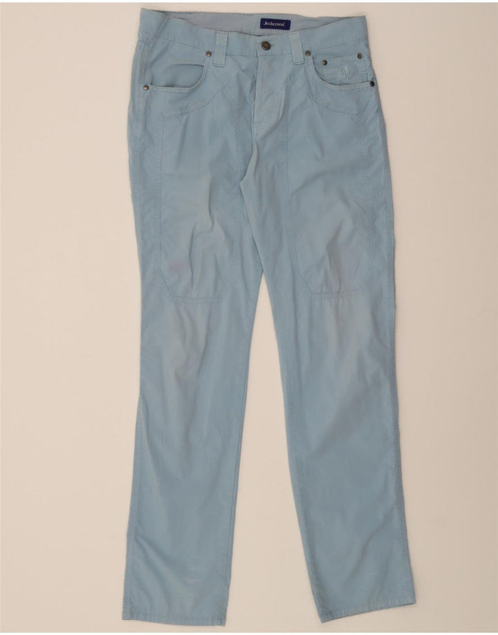 JECKERSON Womens Slim Casual Trousers W34 L34 Blue Cotton Vintage Jeckerson and Second-Hand Jeckerson from Messina Hembry 