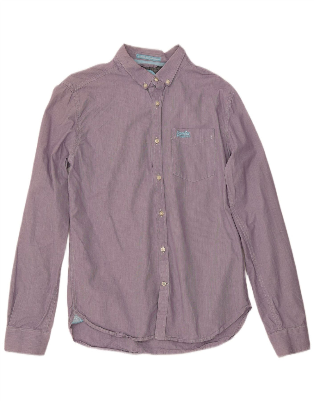 Camisa masculina SUPERDRY grande listrada roxa de algodão