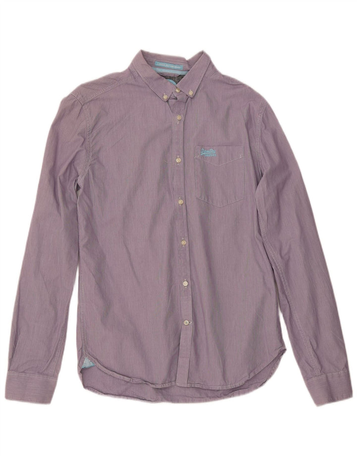 Camisa masculina SUPERDRY grande listrada roxa de algodão