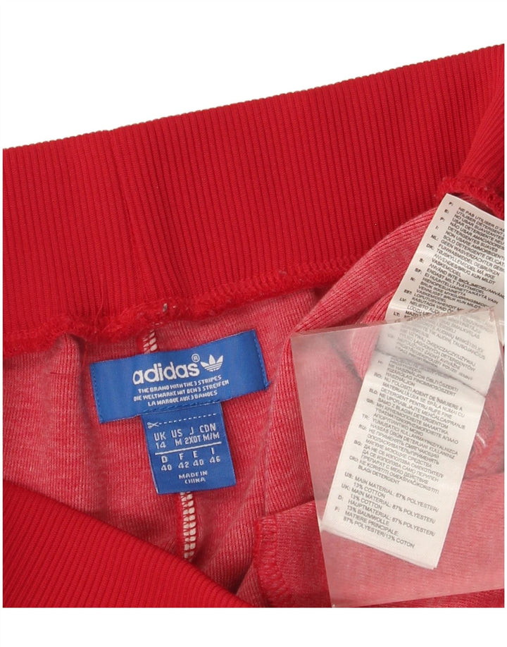 Calça de treino feminina Adidas Joggers UK 14 grande poliéster vermelho