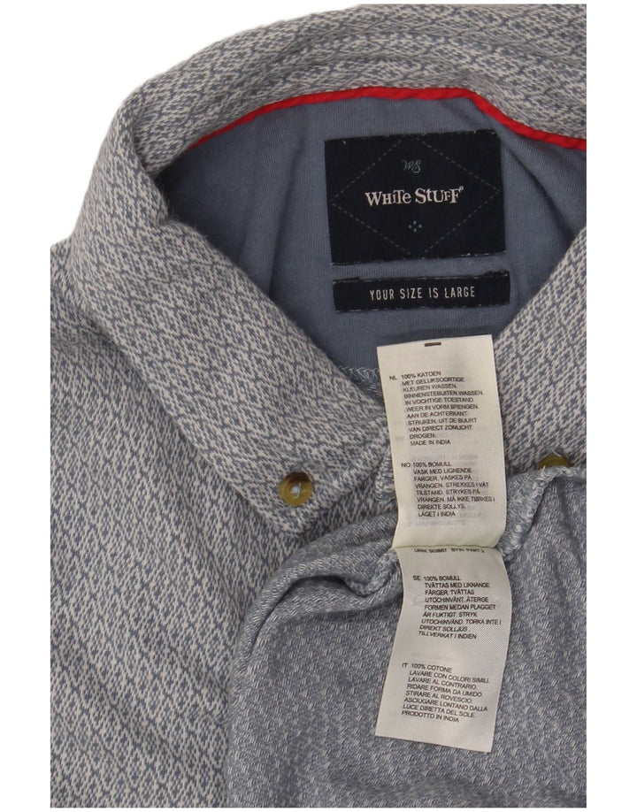 Camisa polo masculina branca grande algodão Ikat azul
